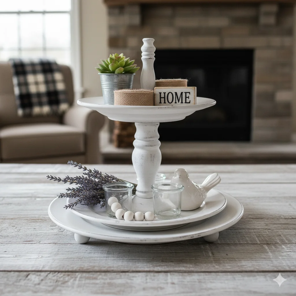 13 Dollar Tree DIY Home Decor Ideas on a Budget 8 A two tiered tray made from Dollar Tree plates and candle holders
