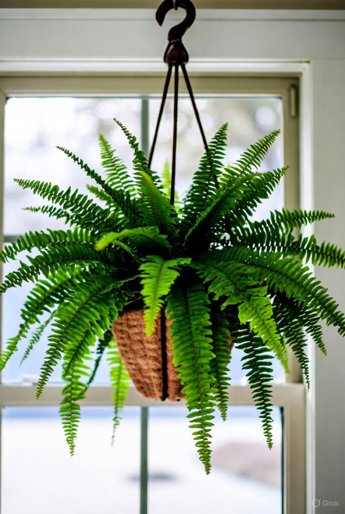 Best Indoor Plants for Air Purification: Breathe Cleaner & Beautify Your Home 5 Boston fern Nephrolepis exaltata in a hanging woven basket
