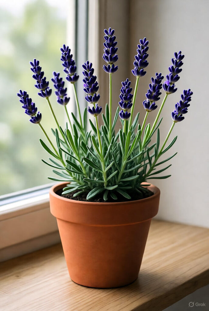 Best Indoor Plants for Air Purification: Breathe Cleaner & Beautify Your Home 9 Lavender plant Lavandula angustifolia in a small indoor terracotta pot