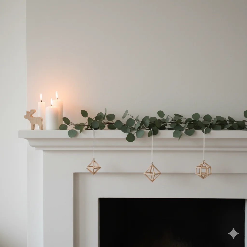 13 Christmas Fireplace Mantel Ideas: Cozy & Festive Inspiration 5 Minimalist Scandinavian Christmas mantel