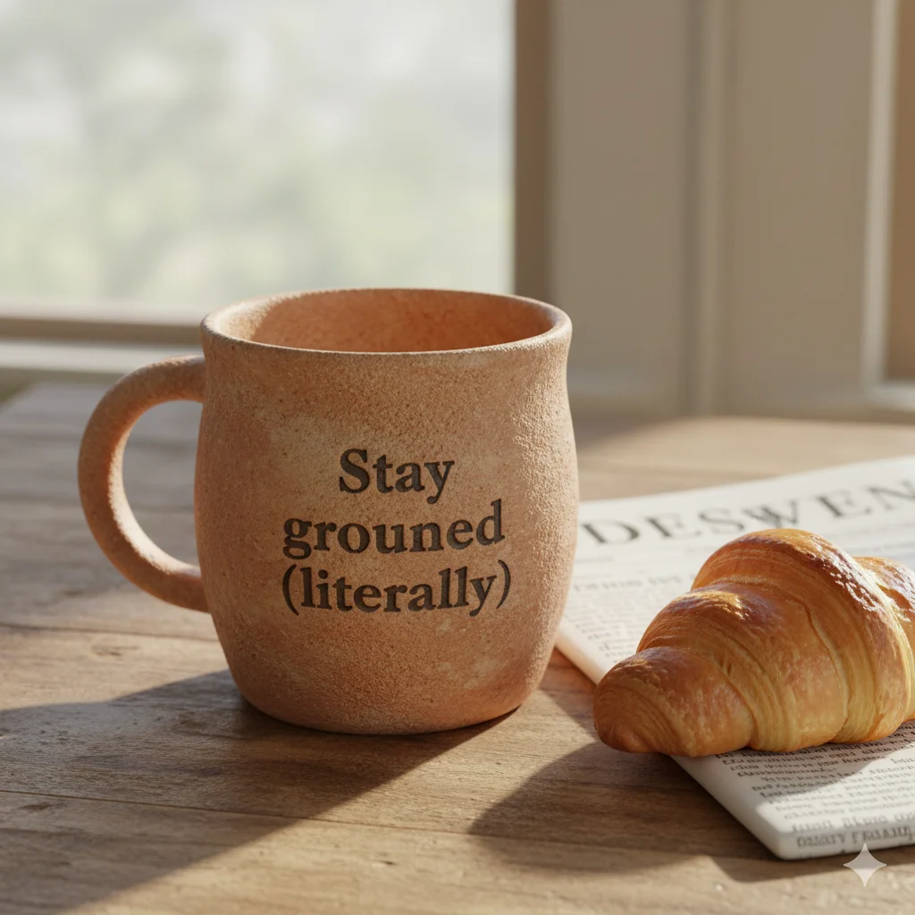12 Best modern Handmade Mugs for Coffee Lovers 2025 6 ceramic mug with earthy texture engraved quote ‘Stay grounded