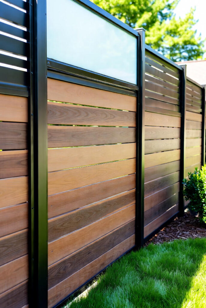 10 Small Backyard Privacy Ideas That Feel Big on Style 8 wood panels with metal inserts mix horizontal and vertical slats or incorporate glass or acrylic panels for light transmission