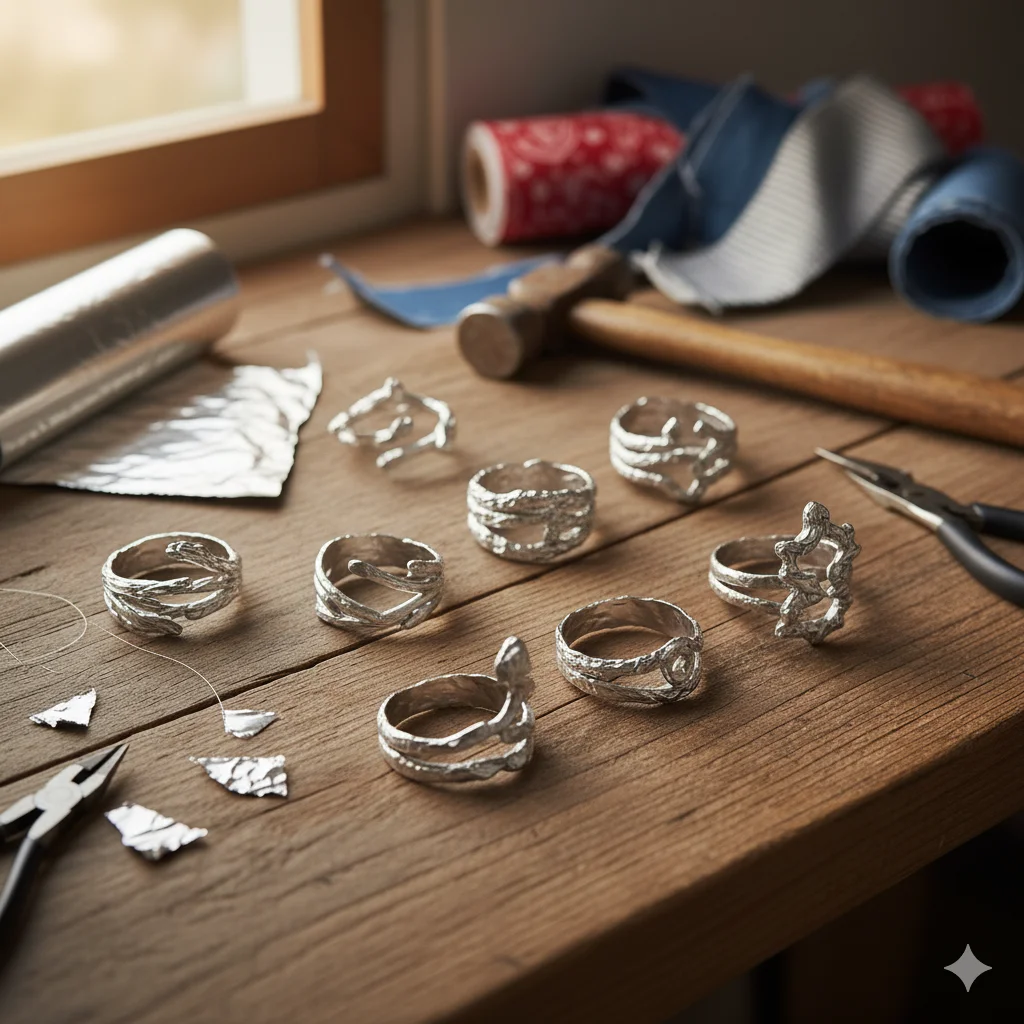 17 Creative Recycled Jewelry DIY Ideas for Eco-Friendly Fashion 14 Aluminum Foil Rings