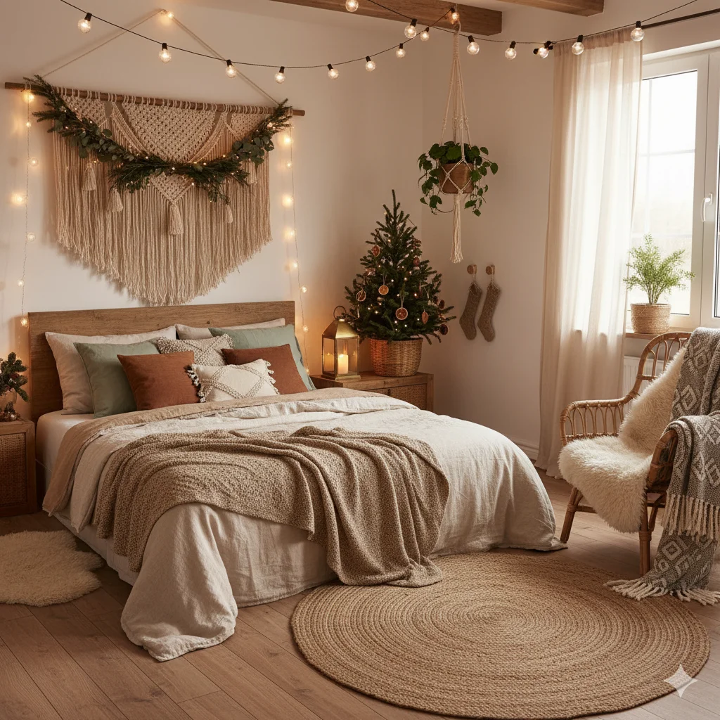 15 Beautiful Christmas Bedroom Decor Ideas 13 Boho Christmas Bedroom