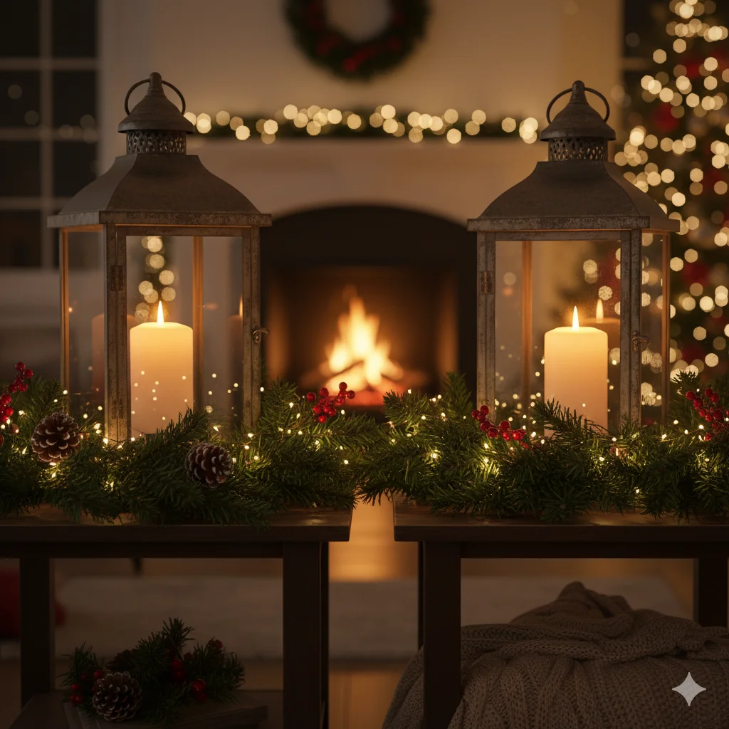 15 Christmas Entryway Decor Tips to Make Your Home Festive 8 Candlelit Lanterns