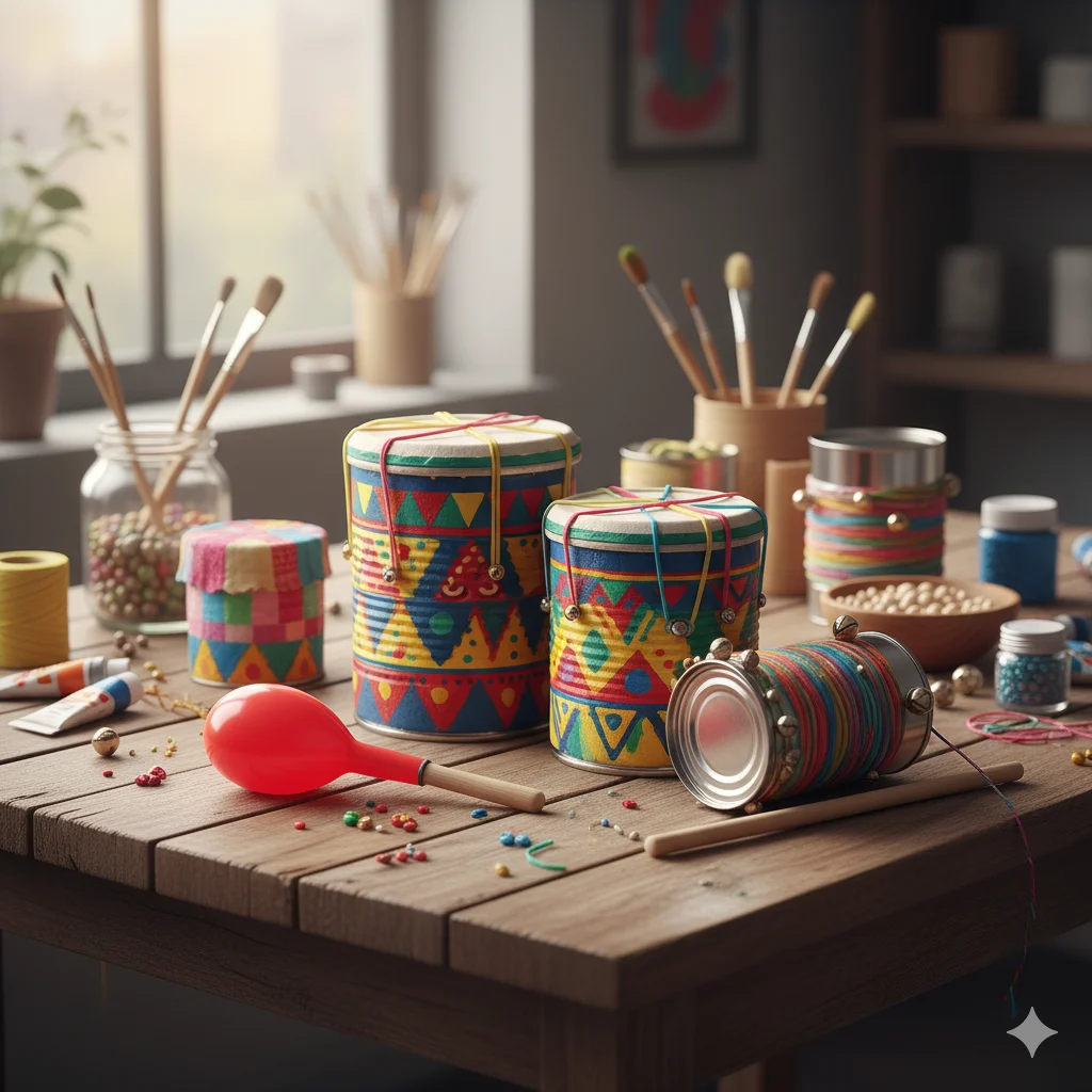 17 Unique Eco-Friendly Recycled Art Ideas for Beginners 7 Cans as Musical Instruments