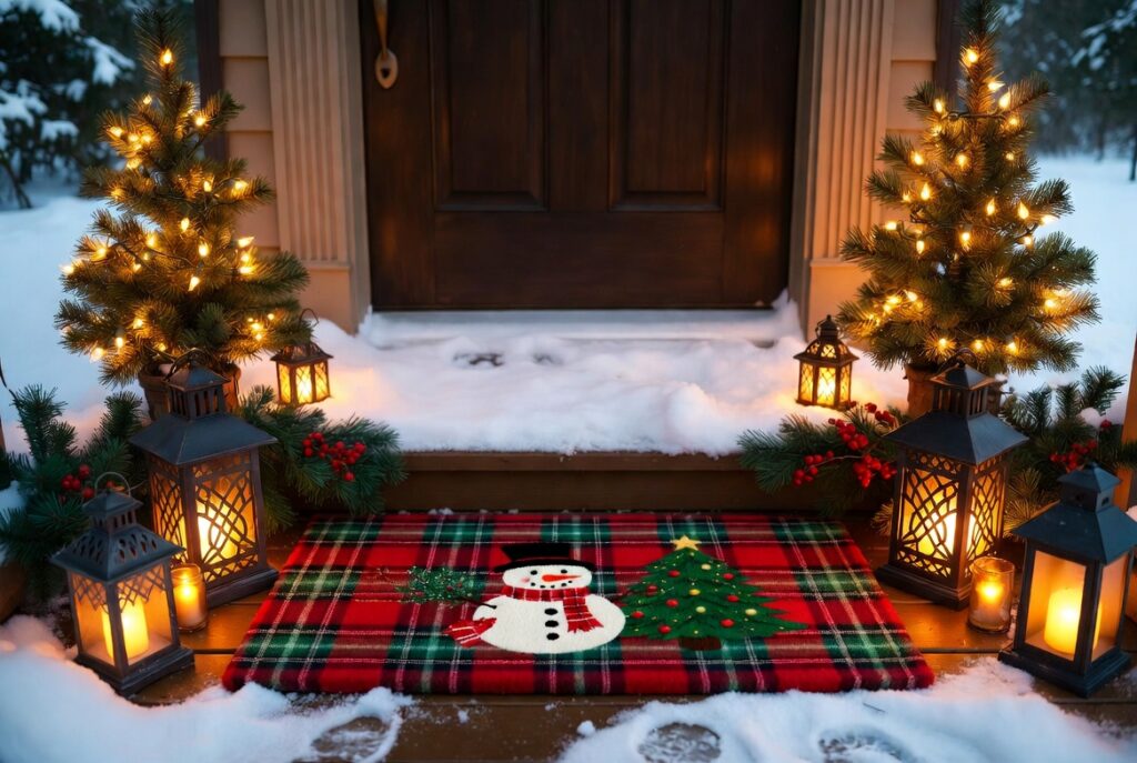 17 Magical Christmas Outdoor Decor Ideas to Transform Your Home This Holiday Season 8 Christmas Welcome Mat