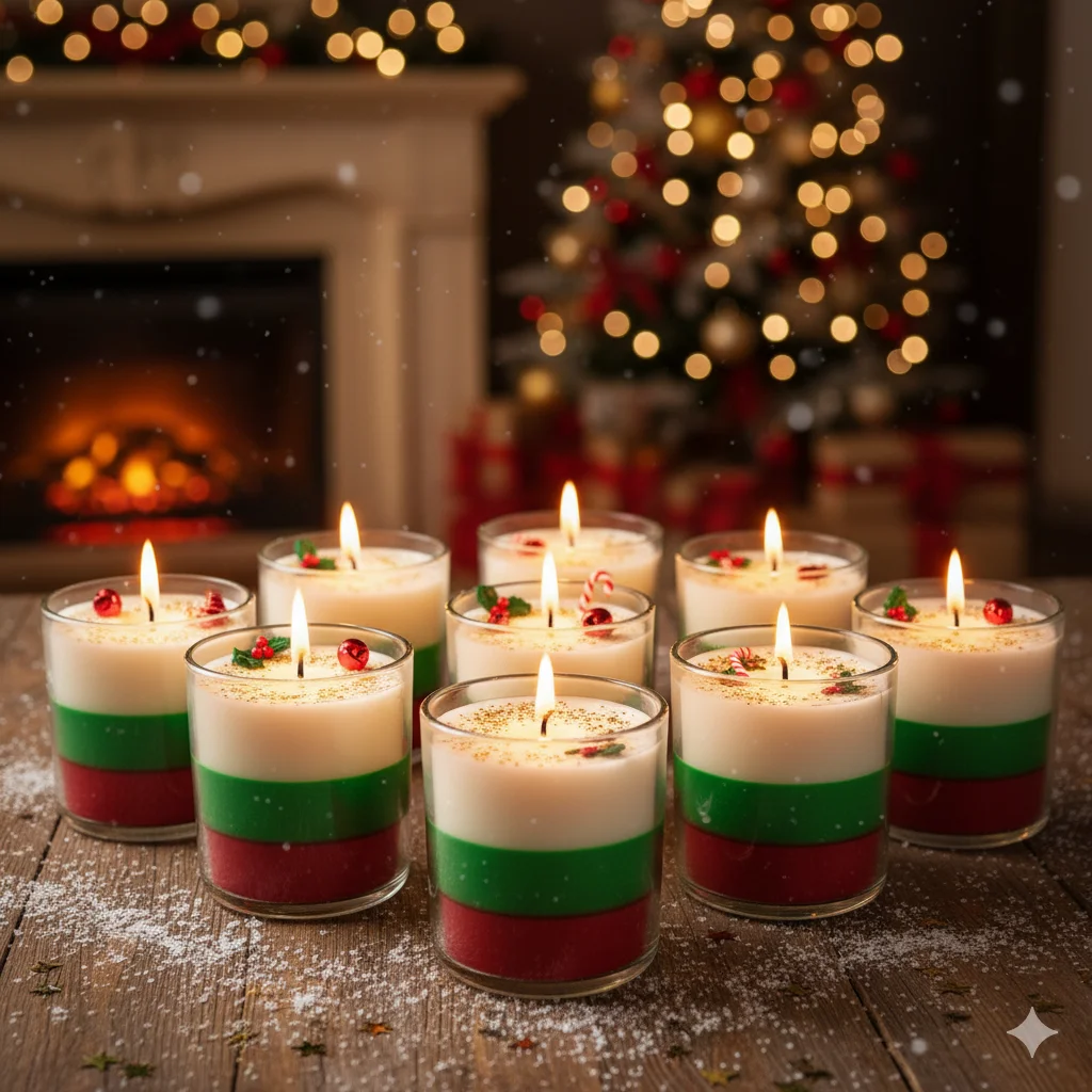 15 DIY Candle Décor Ideas for Christmas 2026 14 Colorful holiday candle jars