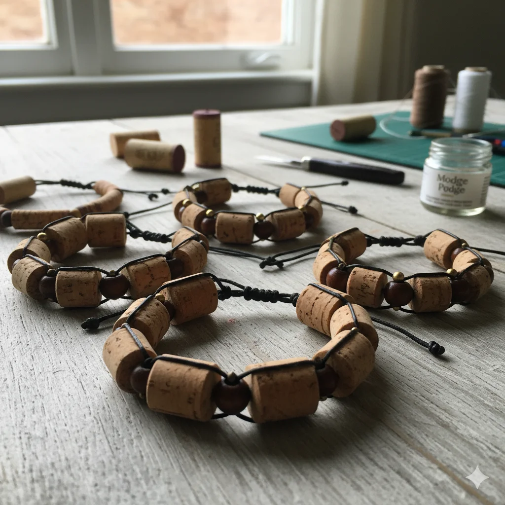 17 Creative Recycled Jewelry DIY Ideas for Eco-Friendly Fashion 12 Cork Bead Bracelets