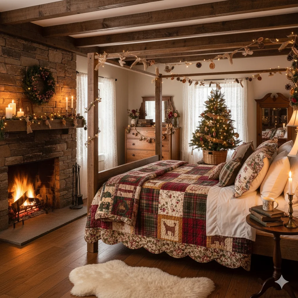 15 Beautiful Christmas Bedroom Decor Ideas 11 Cottagecore Christmas Bedroom