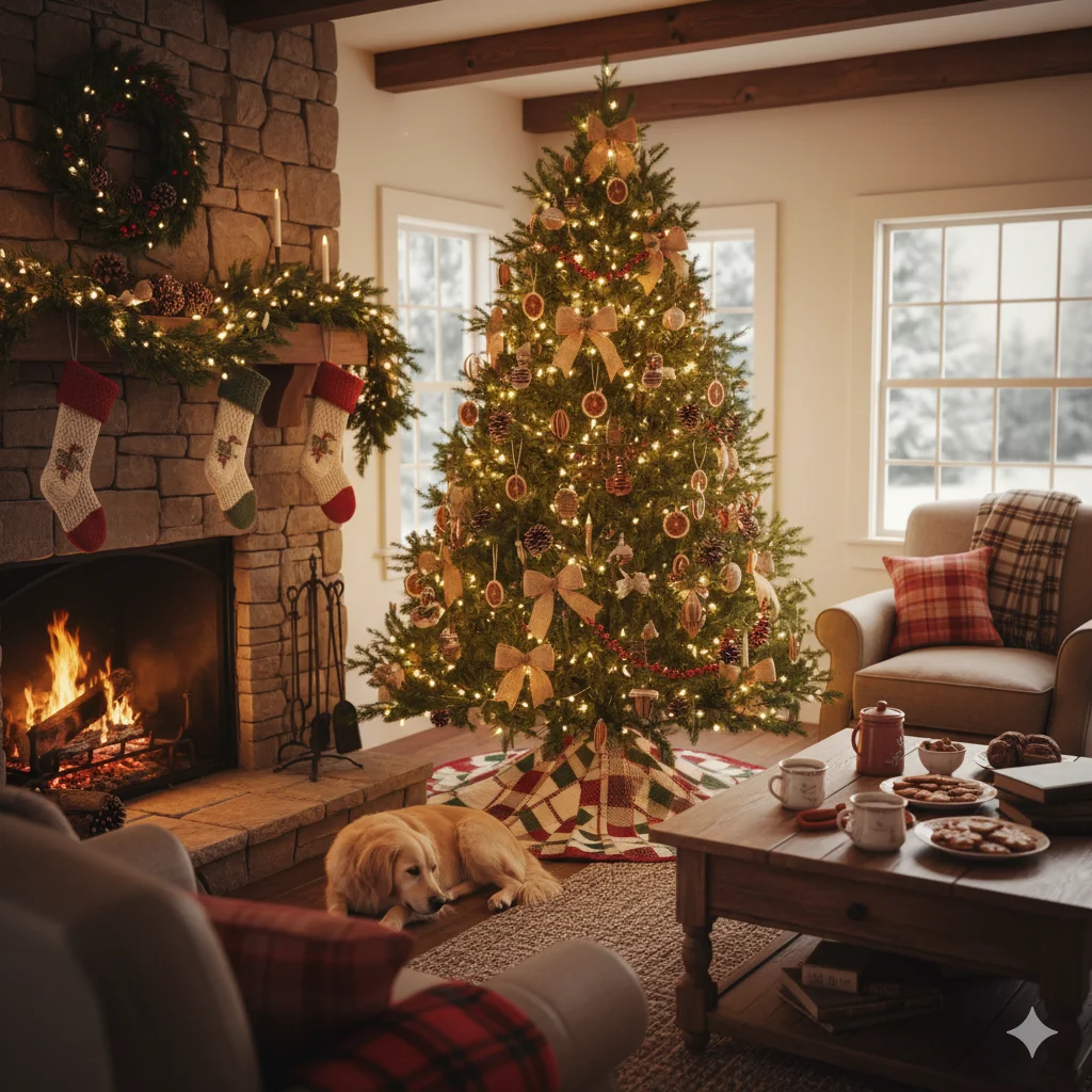 15 Cozy Christmas Living Room Ideas to Transform Your Home This Holiday Season 9 Cottagecore Christmas