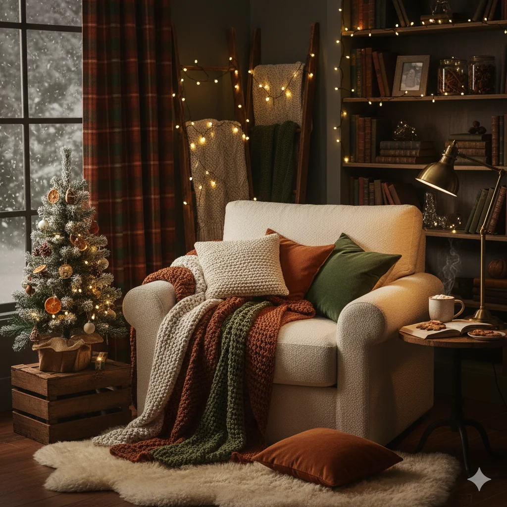 15 Cozy Christmas Living Room Ideas to Transform Your Home This Holiday Season 10 Cozy Reading Nook Christmas