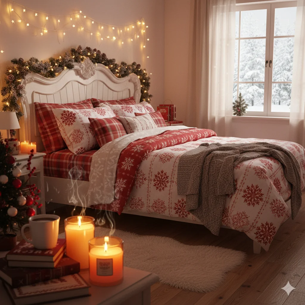 15 Beautiful Christmas Bedroom Decor Ideas 2 Cozy Red White Christmas Bedroom