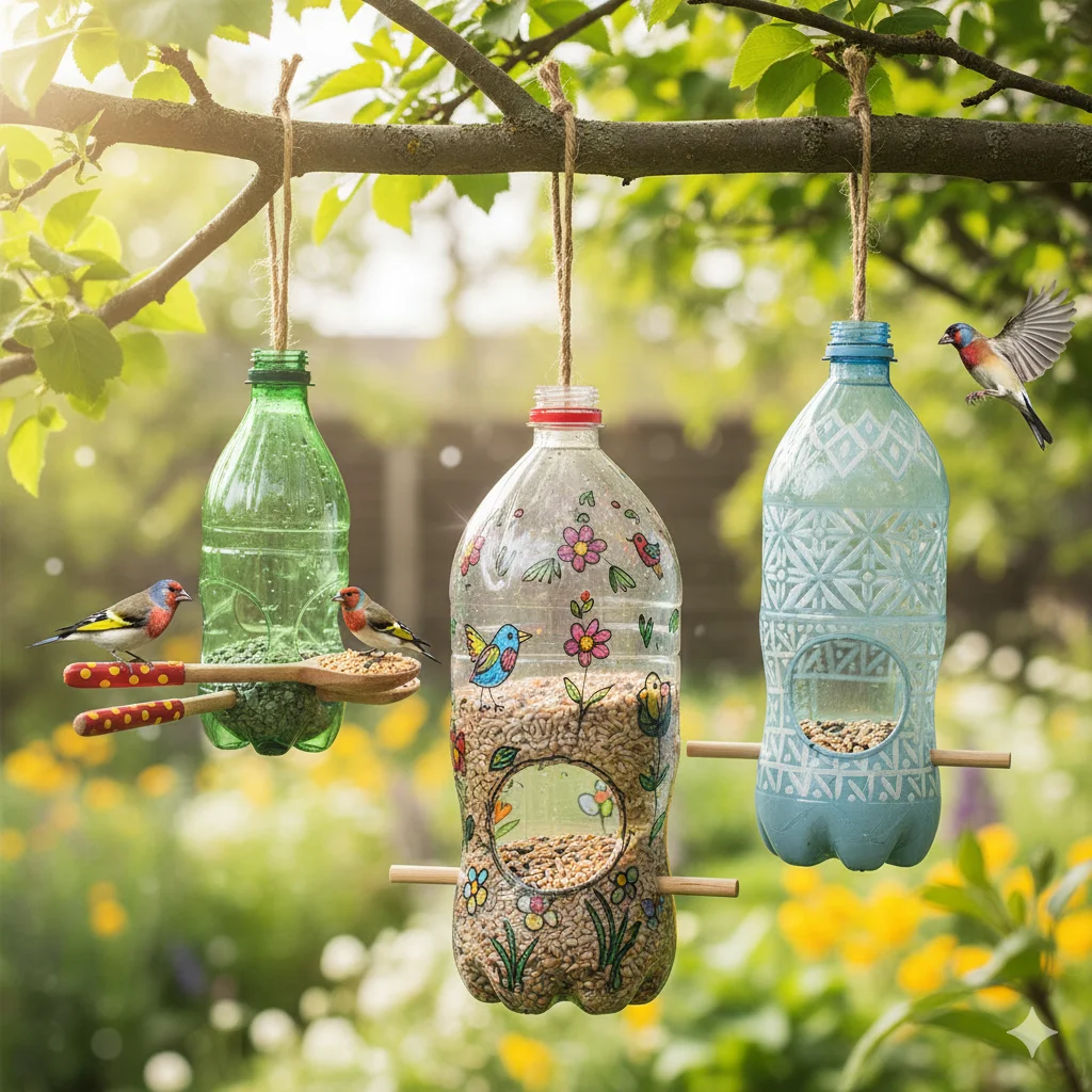 10 DIY recycled craft ideas for kids and family activities 4 Create bird feeders using plastic bottles