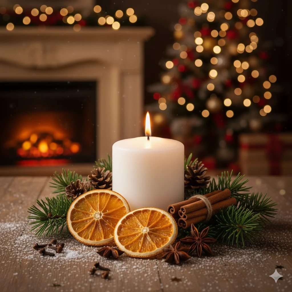 15 DIY Candle Décor Ideas for Christmas 2026 13 DIY scented Christmas candle setup