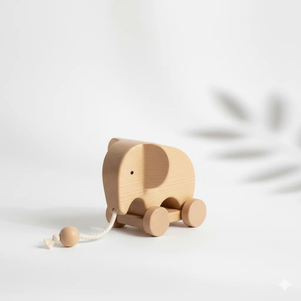 Eco Friendly Wooden Pull Toy Elephant