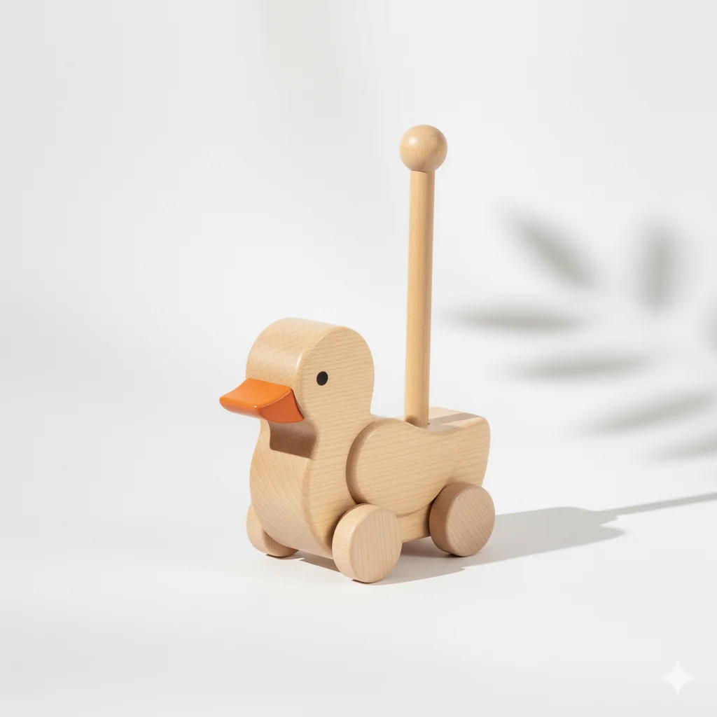 Eco Wooden Push Toy Duck
