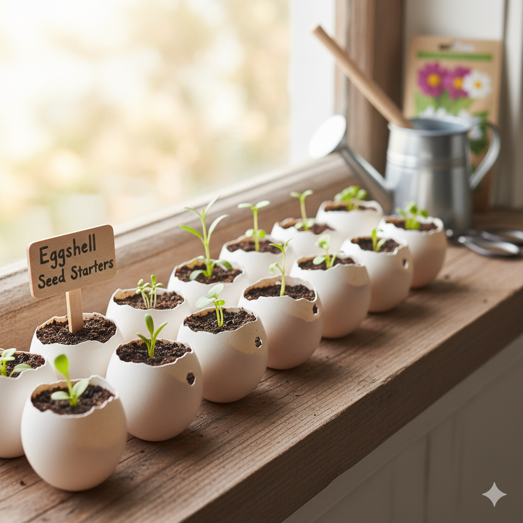 17 Easy Gardening Hacks to Grow Healthy Plants at Home – DIY Tips for Beginners 3 Eggshell Seed Starters