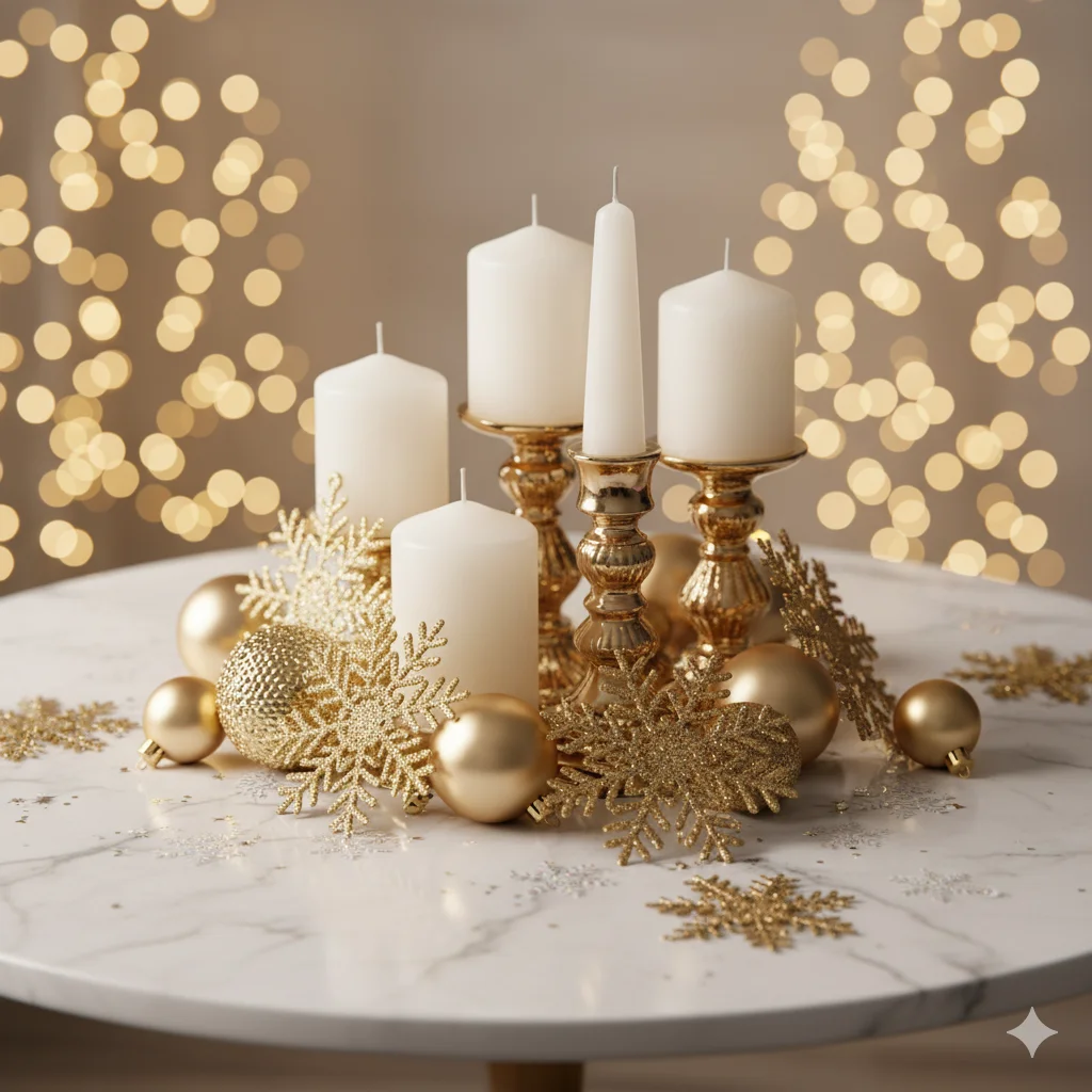 15 DIY Candle Décor Ideas for Christmas 2026 6 Elegant gold candle display