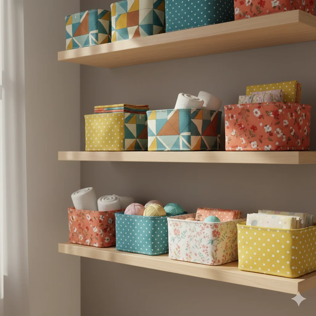17 Unique DIY Fabric Crafts for Beginners 11 Fabric Coated Storage Baskets 1