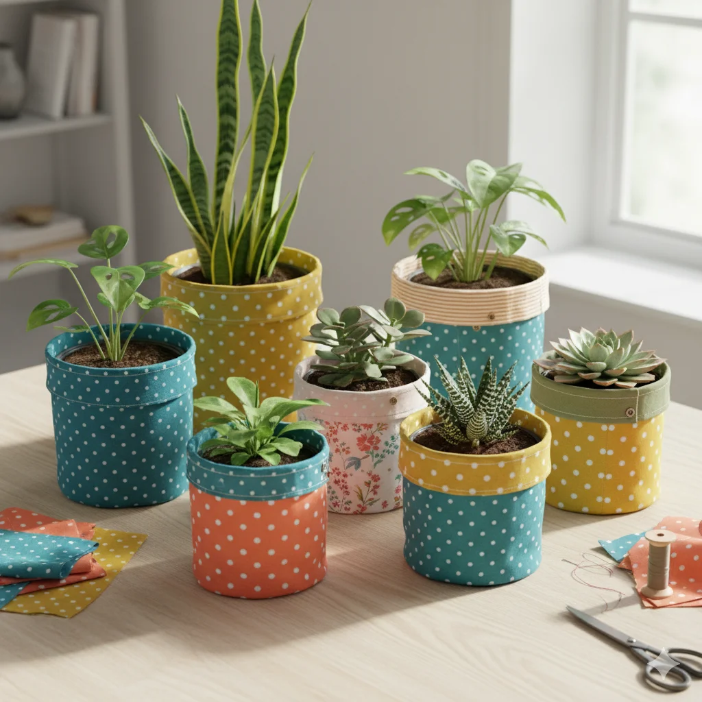 17 Unique DIY Fabric Crafts for Beginners 4 Fabric Planter Covers