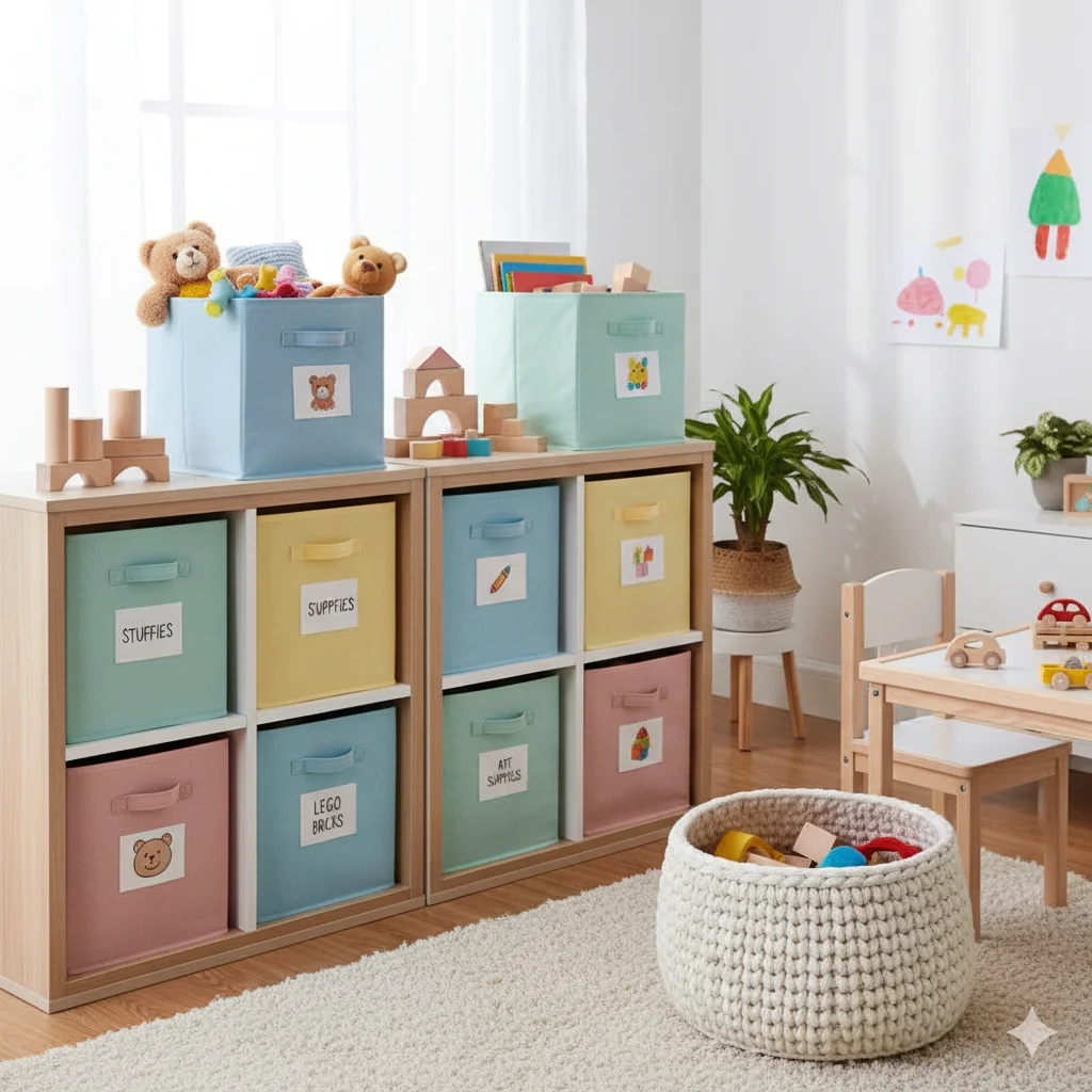30 Easy & Simple Storage Ideas for a Minimalist & Organized Home 27 Fabric Storage Bins