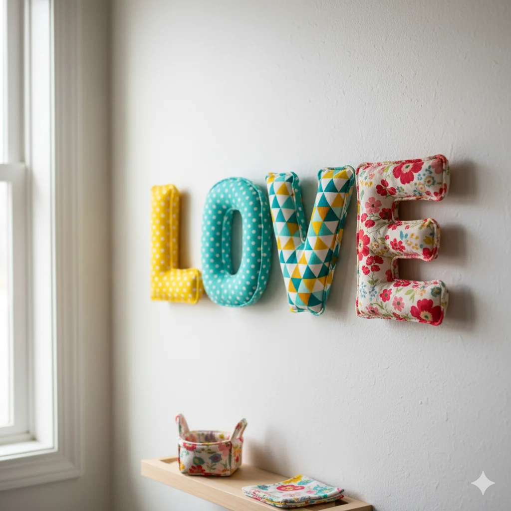 17 Unique DIY Fabric Crafts for Beginners 16 Fabric Wall Letters 1