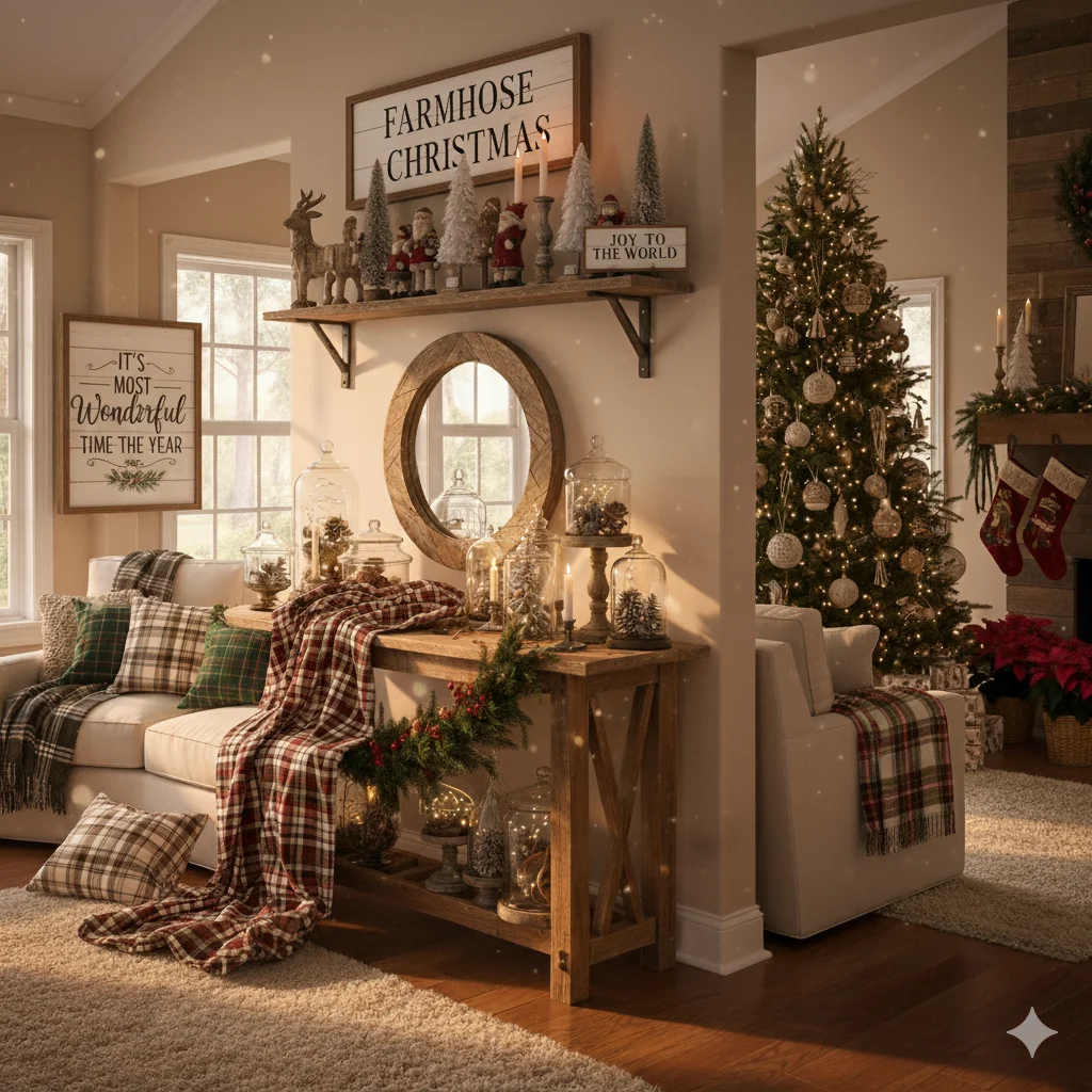 9 Rustic Farmhouse Christmas Living Room 10 Farmhouse Signs