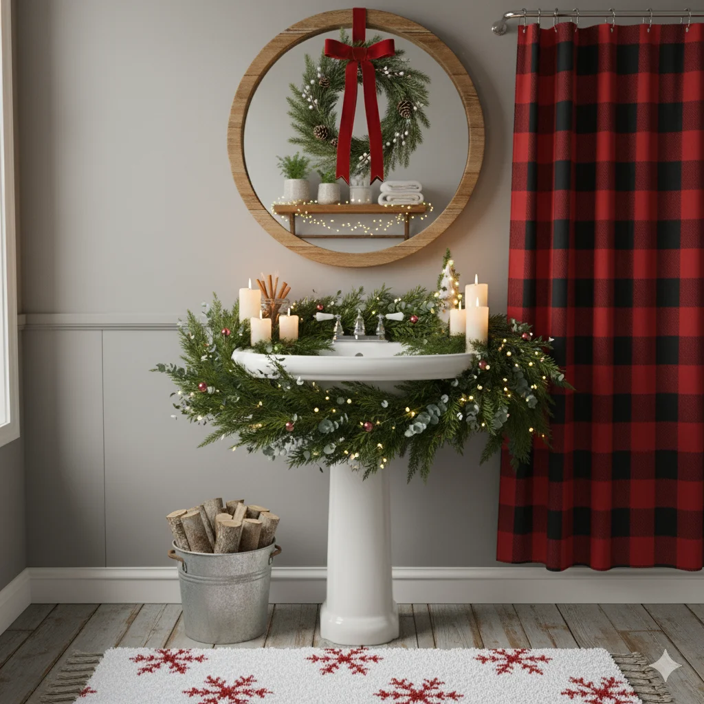 13 Festive Bathroom Touches for Christmas (Easy & Cozy Ideas) 7 Festive Shower Curtain