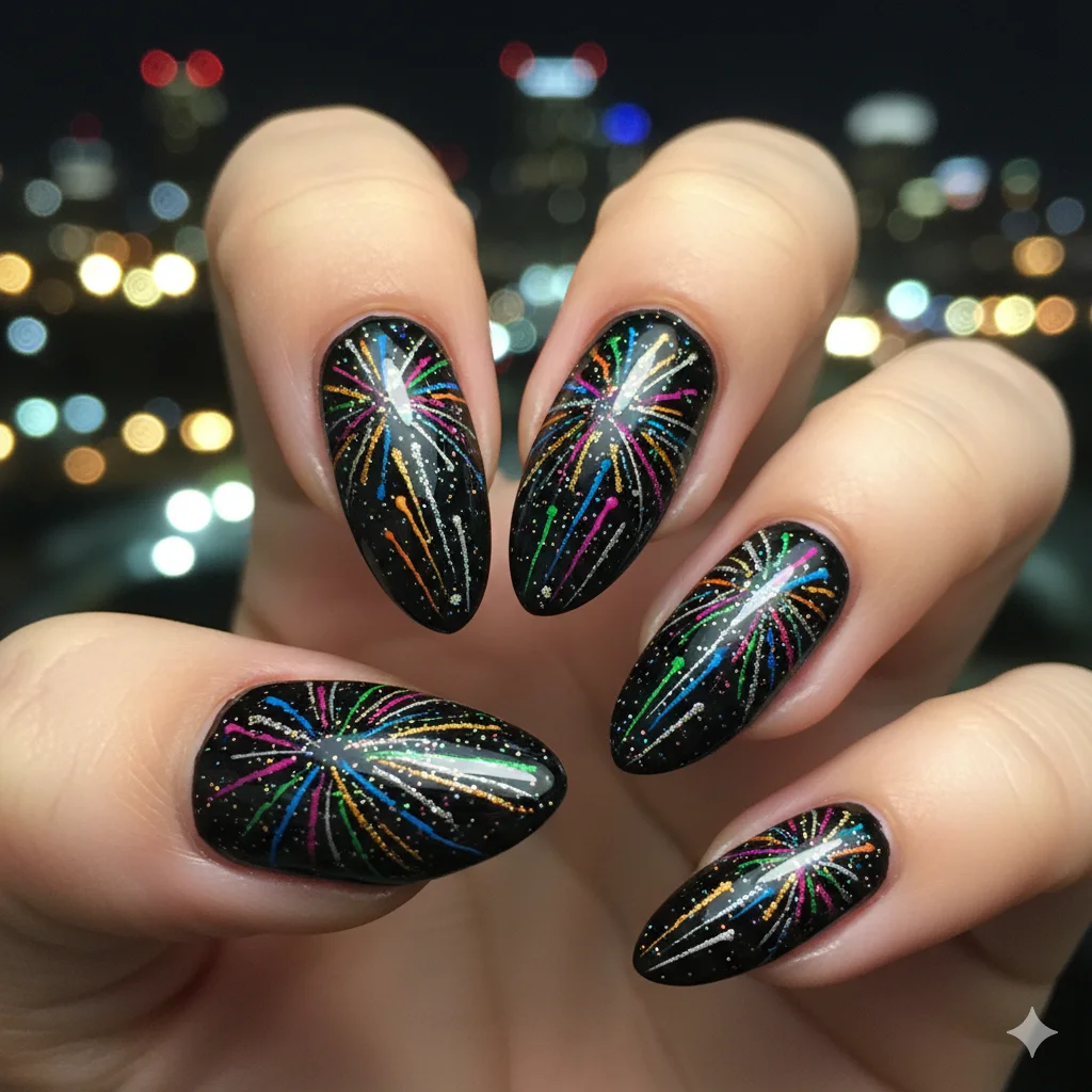 17 Happy New Year Nail Design Ideas For New Year 2026 5 Firework Nails