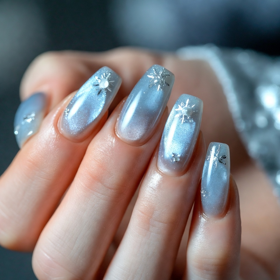 20 Christmas Nail Ideas 2025 – Trendy, Classy & Aesthetic Holiday Nails 4 Frosted Blue Ice Nails