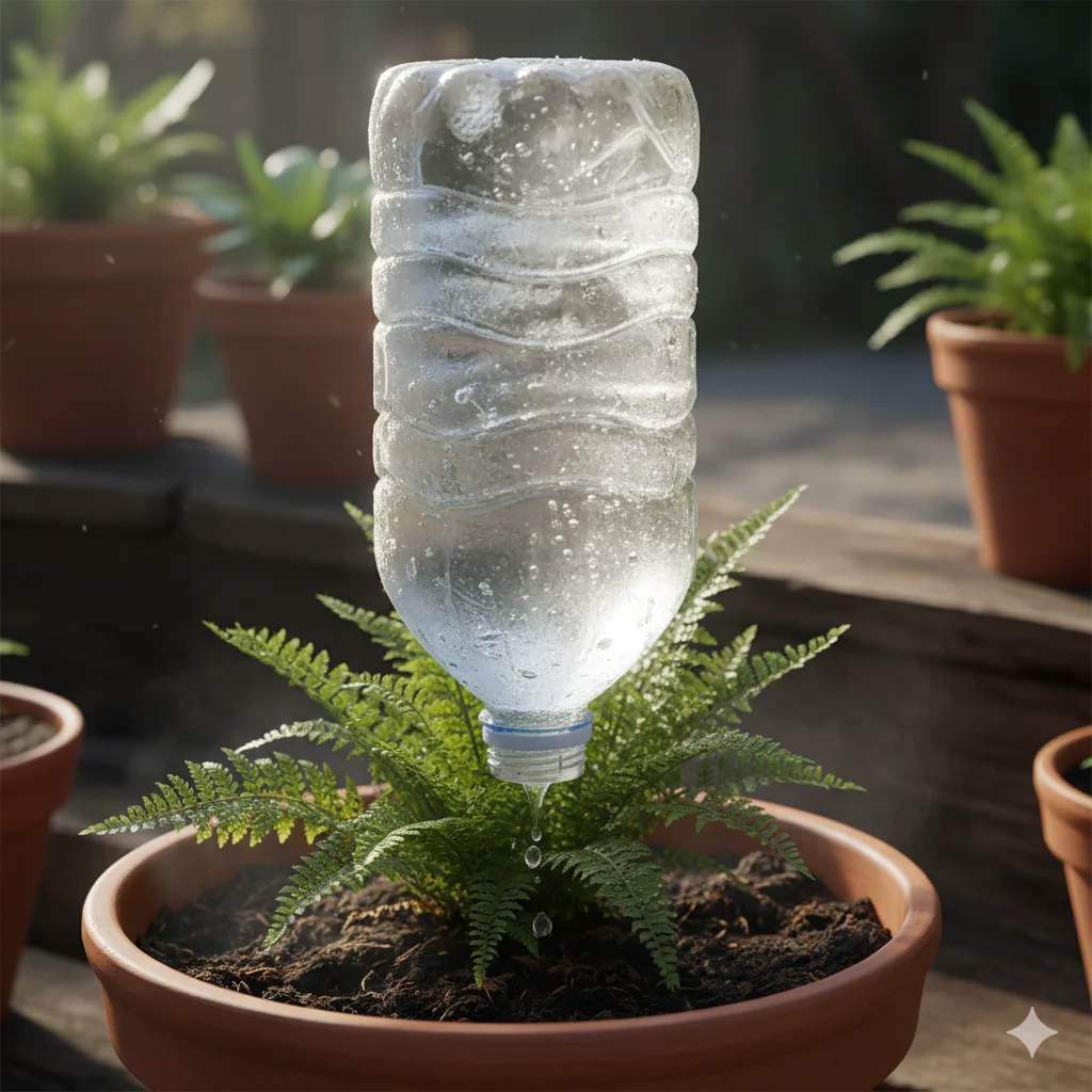 17 Easy Gardening Hacks to Grow Healthy Plants at Home – DIY Tips for Beginners 6 Frozen Water Bottle Watering