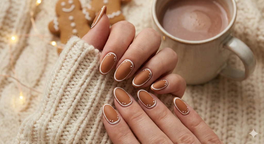 20 Christmas Nail Ideas 2025 – Trendy, Classy & Aesthetic Holiday Nails 11 Gingerbread Nails