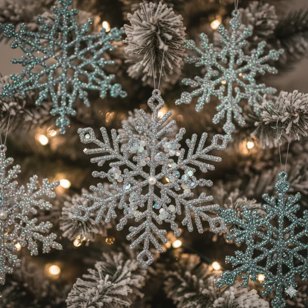 10 Handmade Christmas Ornaments You Can Make at Home for a Cozy Holiday 3 Glittery Snowflake Ornaments