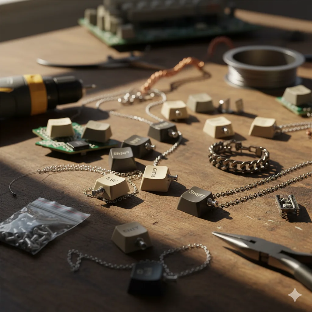 17 Creative Recycled Jewelry DIY Ideas for Eco-Friendly Fashion 6 Keyboard Key Pendants