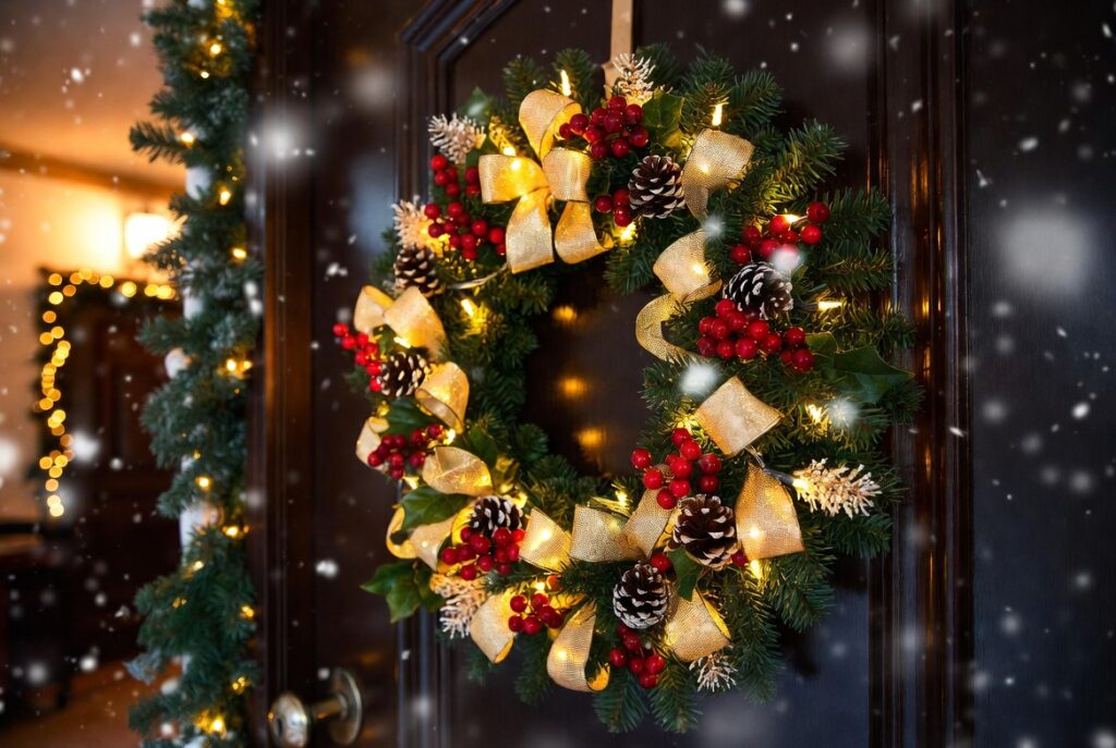 17 Magical Christmas Outdoor Decor Ideas to Transform Your Home This Holiday Season 9 Light Up Christmas Wreath