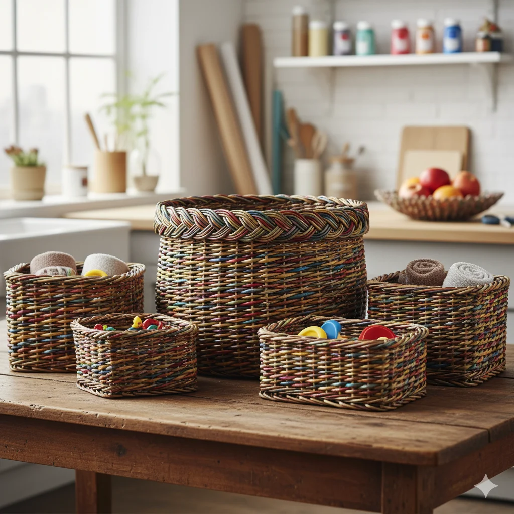 17 Unique Eco-Friendly Recycled Art Ideas for Beginners 9 Magazine Tube Baskets
