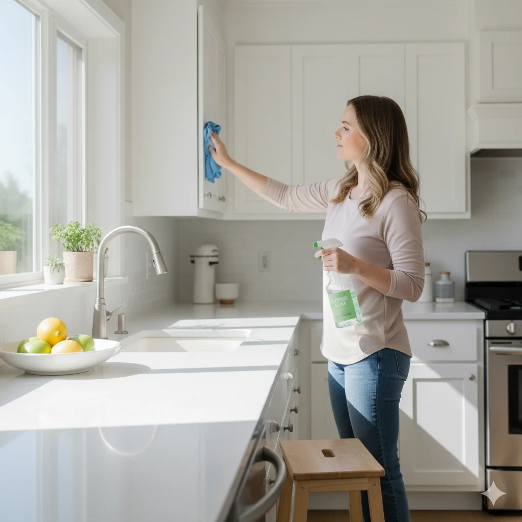 13 Easy Kitchen Cleaning Hacks for Busy Moms 8 Maintain Cabinets