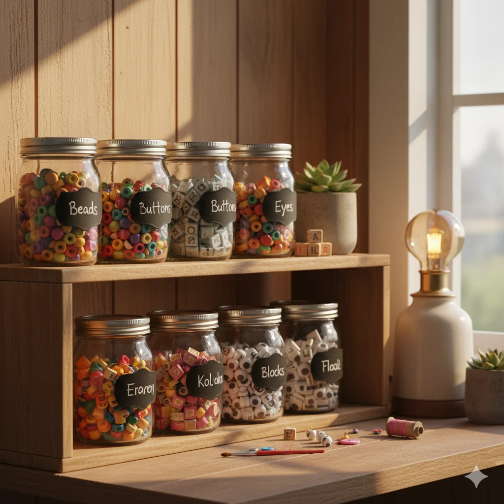 30 Easy & Simple Storage Ideas for a Minimalist & Organized Home 3 Mason Jars for Small Items