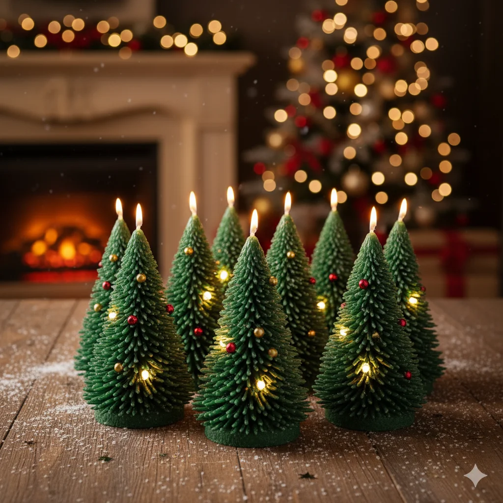 15 DIY Candle Décor Ideas for Christmas 2026 7 Mini Christmas tree candles