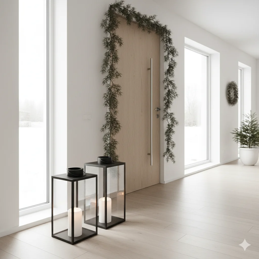15 Christmas Entryway Decor Tips to Make Your Home Festive 5 Minimalist Pine Garland