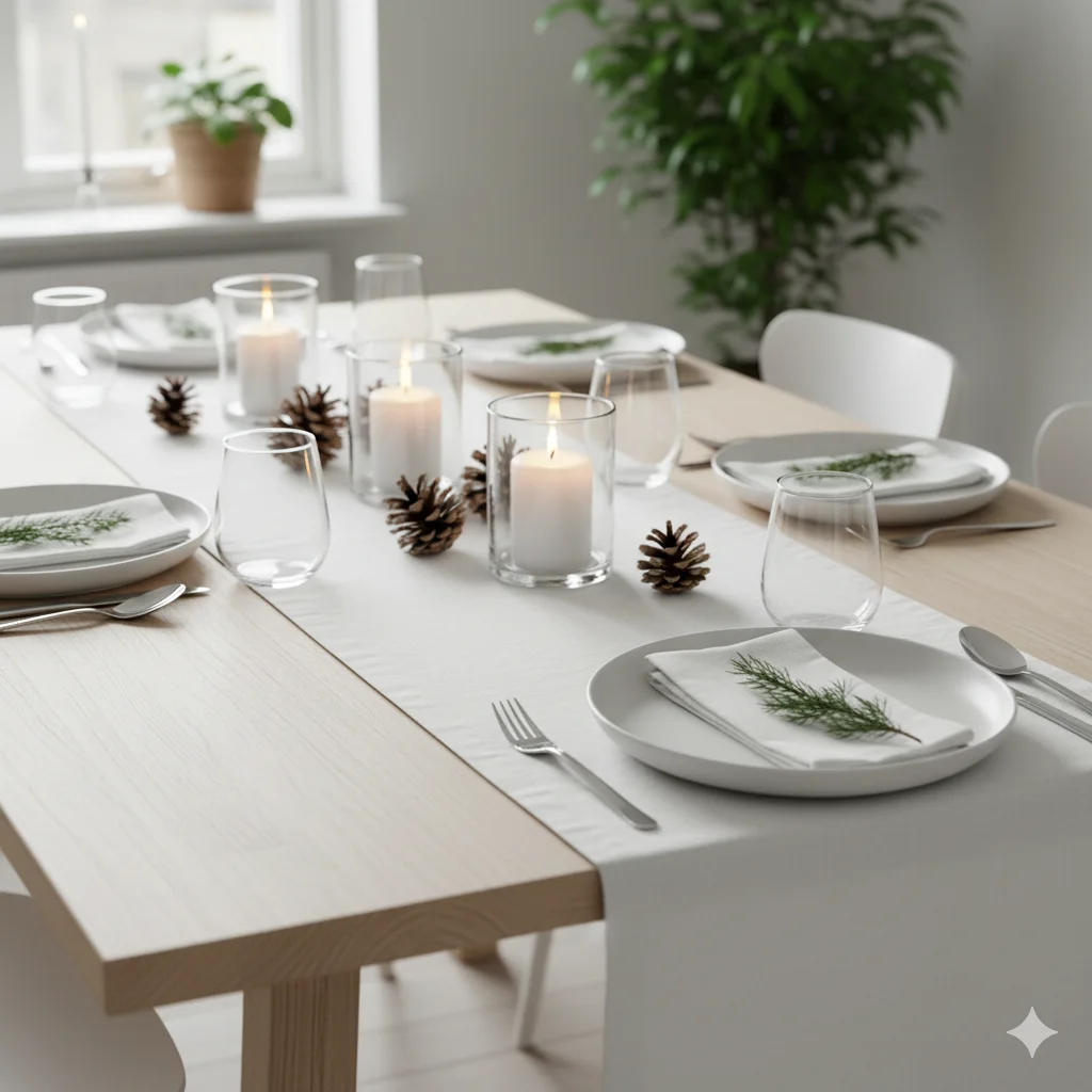 13 Best Festive Dining Table Decoration Ideas for the Holiday Season 4 Minimalist Scandinavian festive table setting