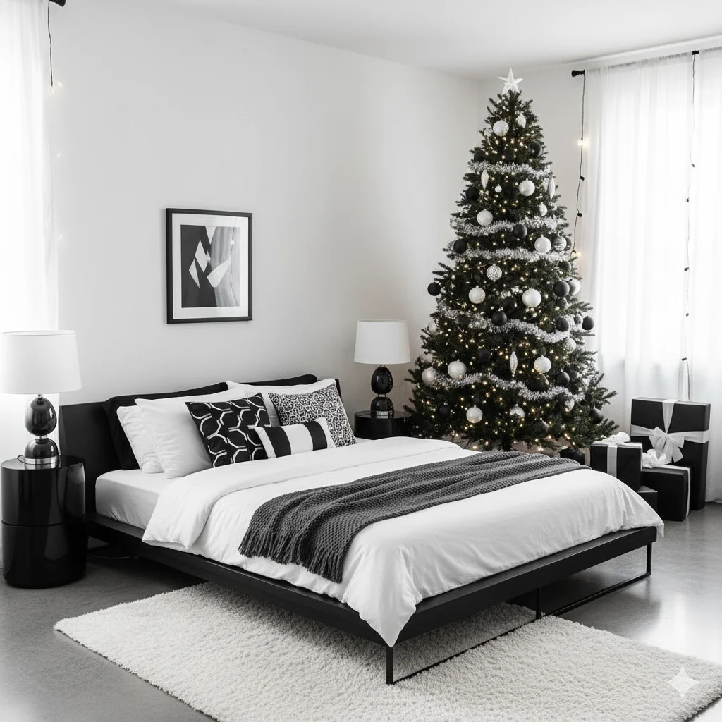 15 Beautiful Christmas Bedroom Decor Ideas 8 Modern Black White Christmas Bedroom