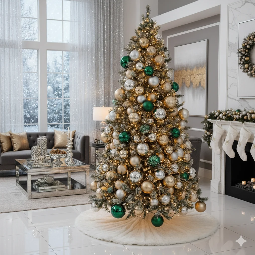 15 Cozy Christmas Living Room Ideas to Transform Your Home This Holiday Season 7 Modern Glam Christmas
