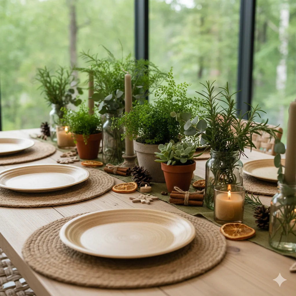 13 Best Festive Dining Table Decoration Ideas for the Holiday Season 9 Nature inspired eco friendly festive table
