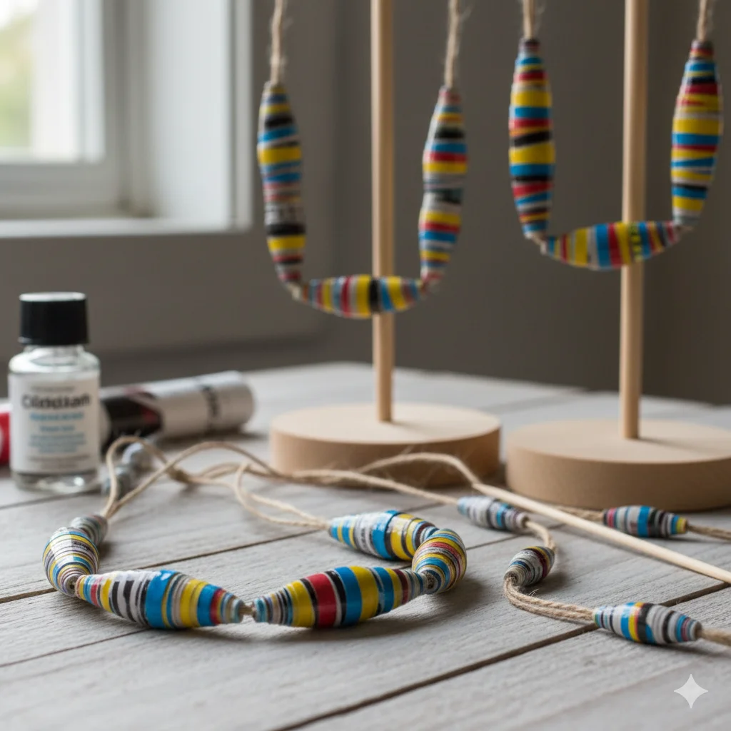 17 Creative Recycled Jewelry DIY Ideas for Eco-Friendly Fashion 9 Paper Bead Necklaces