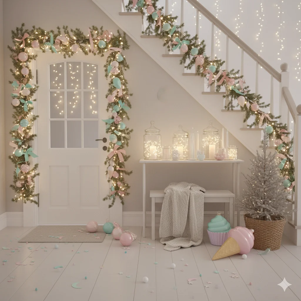 15 Christmas Entryway Decor Tips to Make Your Home Festive 10 Pastel Christmas Decor