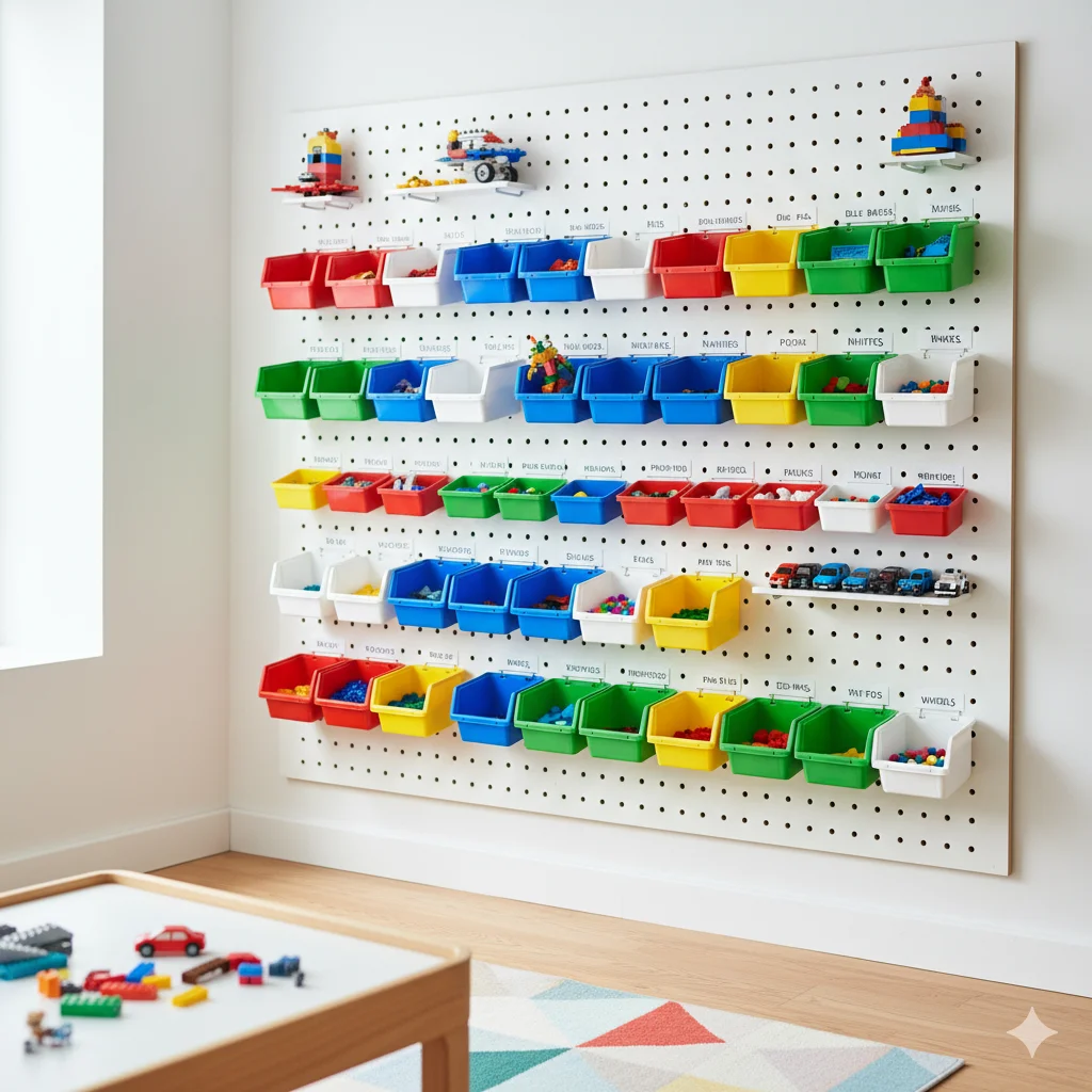 30 Easy & Simple Storage Ideas for a Minimalist & Organized Home 23 Pegboard with Small Bins