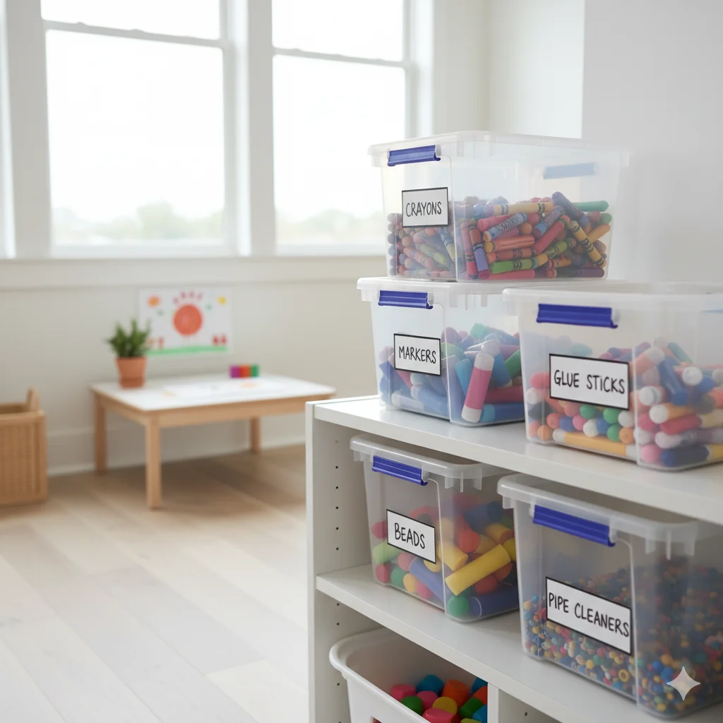 30 Easy & Simple Storage Ideas for a Minimalist & Organized Home 8 Plastic Craft Tubs