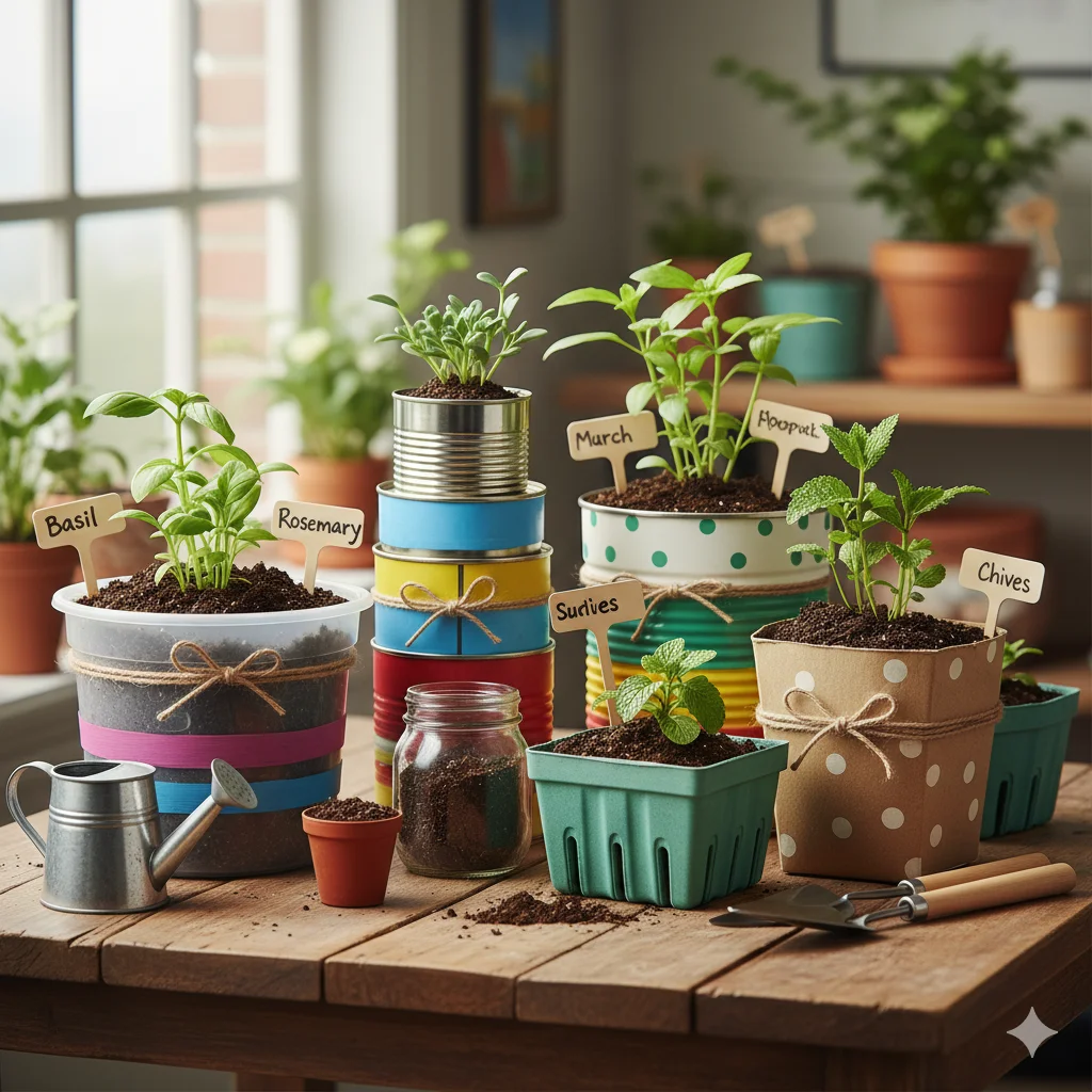 17 Easy Gardening Hacks to Grow Healthy Plants at Home – DIY Tips for Beginners 9 Recycled Food Container Pots